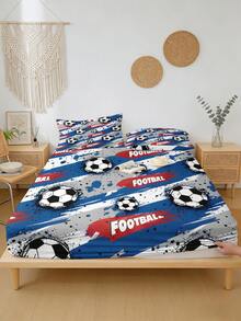 1 Stück Sportthema Spannbetttuch (nur Spannbetttuch, kein Kissenbezug), mit Fußballmuster bedruckter Matratzenschoner, geeignet für Einzel-/Doppel-/Queen-/King-Size-Betten. Schlafzimmer, Gästezimmer, Schülerwohnheim, Hotel Ganzjahres-Dekoration, Geschenk für Eltern, Freunde, Partner - Verschiedenfarbig - Übersicht 7