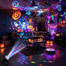 1PC Halloween Rotating Pattern Projection Light, USB Powered Halloween Atmosphere Spotlight, Pumpkin Bat Skull Dynamic Projection Light, Indoor Halloween Decorative Light, Adjustable Angle, 20 Patterns, Used For Rooms, Living Rooms, Bedrooms, Gifts - Black - View 1