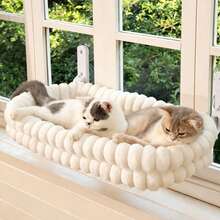 1pc Folding Cat Hammock For Window, Cordless Machine Washable Cat Bed, Robust Metal Frame, Strong Suction Cups, Cat Window Perch For Cats And Small Dogs, Foldable Pet Hammock, Window Seat, Cozy Pet Bed, Indoor Cat Furniture, Space Saving Design - 21.5*15.5in - View 2