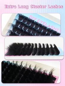 黑色 200D 超長毛 144簇 蓬鬆款 0.07mm 混長 18-26mm 加長濃密分段式假睫毛 - 黑色 - 查看 6