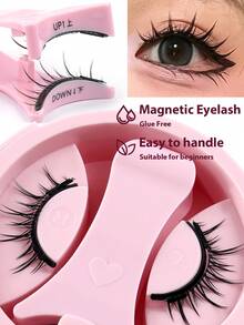 MAANGE 1 Pair Cartoon Magnetic False Eyelashes, Cat Eye Strip Lashes, Portable & Natural & Realistic, Reusable, Strong Magnetic Adhesion, No Glue Or Makeup Remover Needed, Create Natural Lengthening, Curling & Eye-Enlarging Effect, Travel Essential, Gift For Women - Multicolor - View 5