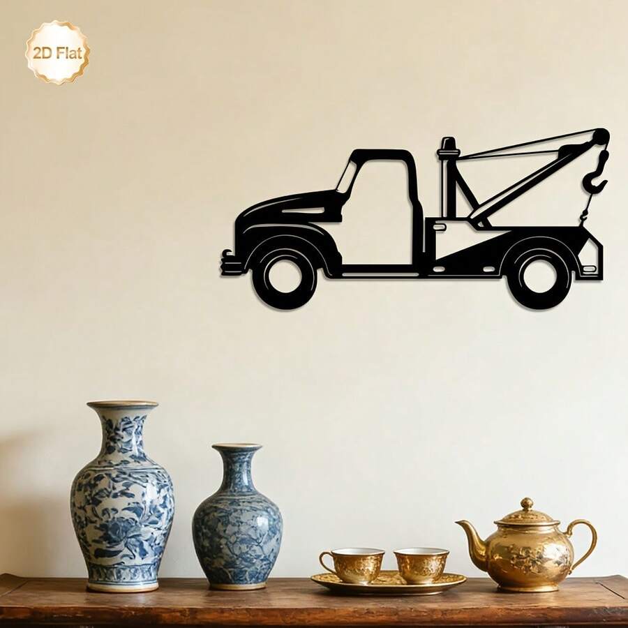 CIF BUY 2D Flat 1pc Trailer Pattern Metal Wall Decor, Indoor/Outdoor Use, Suitable For Living Room, Bedroom, Home Decor, Garage, Studio, Housewarming Gift, Iron