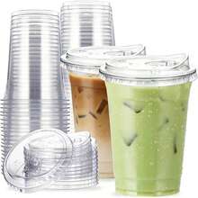 1/10/20/30/40/50/100pcs Clear Cups With Direct Drinking Lids, Transparent Design, Suitable For Coffee, Smoothies, Soda, Party Drinks, Bubble Tea And Iced Drinks, Party Beverage Clear Cups, Lid Function - Clear - View 10