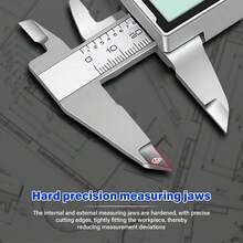 數位卡尺 不鏽鋼卡尺測量工具 電子微米卡尺 大螢幕 LCD 顯示 自動歸零功能 英吋與毫米轉換 (6 英吋/150mm) - A - 查看 6