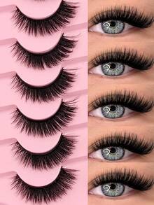 Asiteo 7 Pairs Natural Look Faux Mink False Lashes 3D Volume Fake Eyelashes Easy To Wear - Perfect For Daily Use And Romantic Dates - Black - View 1