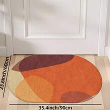 1pc Oval Flannel Door Mat, Soft Comfortable Absorbent Non-Slip Machine Washable With Non-Slip Backing, Suitable For Entrance, Living Room, Patio, Bedroom, Kitchen, Laundry Room, Bathroom, Multi-Functional Home Floor Mat, Entryway Rug, Kitchen Bathroom Carpet, Holiday Decoration - Multicolor - View 14