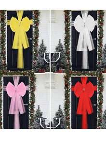 1pc Extra Large Red Organza Bow Door Decor, Reusable, Rhinestone Bow Set, Suitable For Door Decor And Christmas Tree, Perfect For Christmas, Birthday, Valentine's Day, Wedding And Anniversary - one-size - View 9