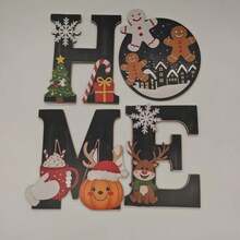 Christmas European And American Style Home Decor Sign Set With Festive Atmosphere Wooden Wall Decoration - Multicolor - View 7