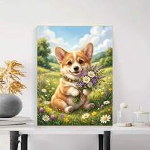 1PC DIY 5D Diamond Painting Kit Cute Corgi Dog Pattern - Round Full Drill Art Mosaic Craft, Home Wall Decor, Unframed - No Frame - View 2