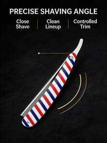 1pc/Men's Manual Folding Straight Razor, Colorful Printed Barber Razor, Professional Hair Salon Razor For Beard Trimming, Bald Head Shaving, Sideburns And Eyebrow Styling, Blade Not Included - Safety Razor - View 5