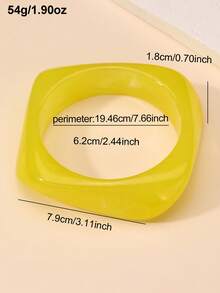 1pc/4pcs Girls Asymmetrical Wide Cuff Bracelet, Macaron Colorful Resin & Metal Mixed Geometric Open Bangle Accessory - Multicolor - View 6