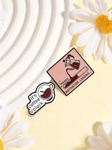 Fun Coffee Theme Brooch Creative English Slogan Metal Pin Bag Clothing Decoration Small Badge - Multicolor - View 3