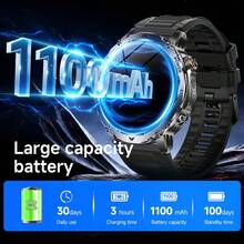 GAWSUG 1400mAh Rugged Smart Watch Military Tactical IPX8 Waterproof Bluetooth Call Flashlight Fitness Tracker Men Women Gift - View 9