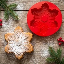 1pc Large Round 3D Snowflake Cake Silicone Mold Suitable For Making Muffins Bread Egg Baking Tray Chocolate Dessert Baking Mold - Multicolor - View 4