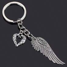 1pc Hollow Heart Angel Wing Keychain, Women's & Men's Handbag Accessory, DIY Jewelry Souvenir Gift - Antique Silver - View 6