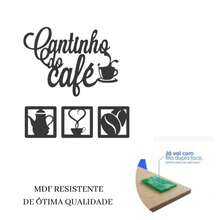 kit Cantinho do Café Quadro Vazado + Bandeja Decorativa Mdf Organizar e servir - Preto - Visão 5