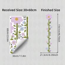 1/4 Sheets Pink Smile Flower Height Measurement Wall Sticker, Cute Cartoon Growth Chart Decal For Kids Baby Girls Bedroom Nursery Decor - Multicolor - View 14