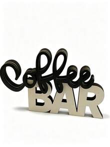 1pc Wooden Coffee Bar Decor, Coffee Station Countertop Decoration, Tiered Tray & Desktop Decor, Suitable For Coffee Shop, Coffee Table Decoration, Birthday Gift - Multicolor - View 9