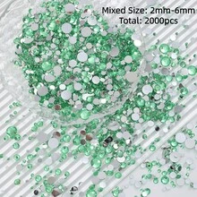 2mm-3mm-4mm-5mm-6mm Mixed Size 1440 Pieces/2000 Pieces/Pack Resin Rhinestone Color Non Heat Fixed Flat Back Adhesive Flash Foaming Rhinestone Jelly Beads For Mugs, Bottles, Rollers, Phone Cases, Handmade DIY Jewelry Accessories - Mixed Size - View 45