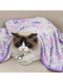 DONO Dog Paw Blanket 1 Pack Purple Pet Blanket Puppy Wool Blanket With Paw Print, Suitable For Small, Medium, Large Dogs And Cats, Thin Summer Style - S - View 6
