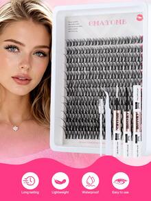 144pcs DIY At‑Home Lash Clusters Extension Set, Wispy Soft Individual False Eyelash Clusters Mixed Length, Ultra‑Thin Lash Band, Complete Kit With Lash Bond Seal Glue, Eyelash Tweezers & Lash Brush, Reusable Segmented Lashes For Daily Party Makeup - White - View 11