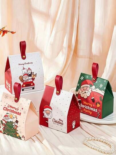 8/4/1pc Holiday Gift Box, Suitable For Cookies, Desserts, Chocolates, Small Gifts, Party Favors And Winter Holiday Gifts, Ideal Christmas Gift Box Packaging Decoration, Perfect For Seasonal Celebrations