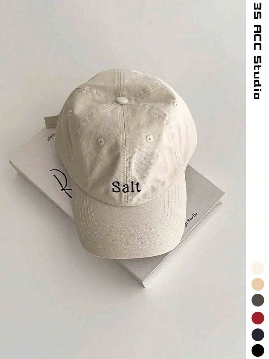 灰色復古大頭圍寬帽簷軟頂棒球帽，字母刺繡，春夏季新款情侶百搭美式風格棒球帽，男女通用設計師帽子，修飾臉型防曬帽，大尺碼