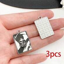 3/10pcs Halloween Gothic Enamel Charms Skull Moth Butterfly Snake Cross Poker Card Pendant For DIY Bracelet Necklace Jewelry Making Findings - Black - View 10