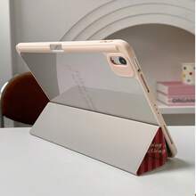 1pc Red Vertical Striped "Nothing Changes If Nothing Changes" Quote Print Protective Case, With Pen Slot, Multi-Angle Magnetic Stand, Supports Auto Sleep/Wake, Tablet Protective Case, Compatible With IPad PRO/AIR, Pad 5/6/7, MatePad - Multicolor - View 8