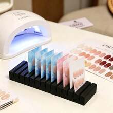 1pc Minimalist Rectangular Fake Nail Storage Rack, Multi-Slot Nail Art Display Board Support Base, Wedding Photo Card Storage Base, Nail Color Card Display Rack, Suitable For Salon - Multicolor - View 2