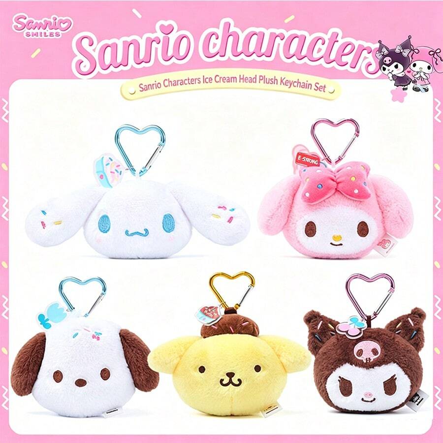 SANRIO Genuine Sanlio Ice Cream Kuromi Doll Pendant Melody Bag Backpack Plush Keychain Girl Birthday Gift - Multicolor - View 1