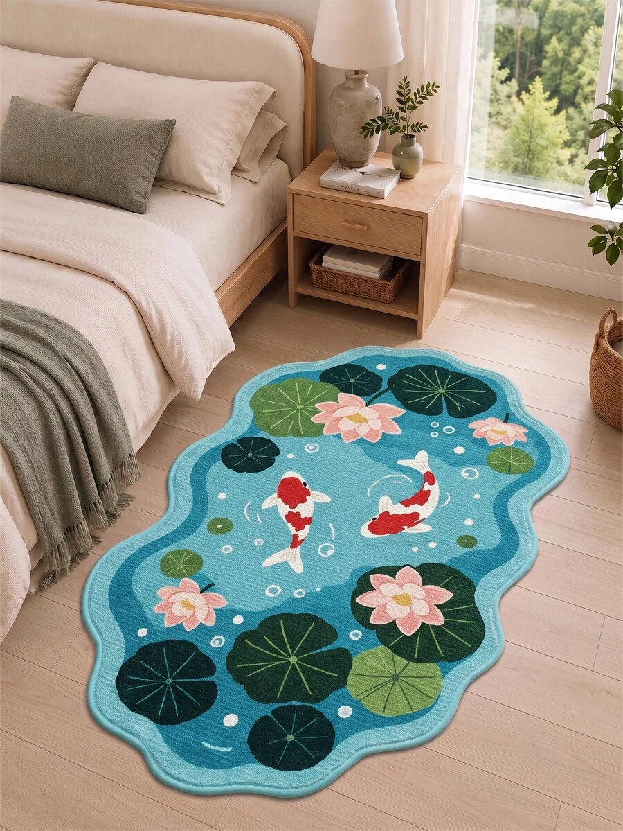 DAJIANG 1PC Koi Fish Carpet Runner Area Rug Suitable Bathroom, Kitchen,Outdoor, Indoor, Runner Corridor, Bedroom, Living Room, Beside Throw Rugs Machine Washable Rug, Easy Clean Entryway Mat, Anti-Slip Backing Rugs For Bedroom Decor Bathroom Decor Fall Decor - Multicolor - View 1