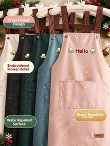 1pc Solid Color Adjustable Strap Apron, Waterproof And Stain-Resistant, Durable And Lightweight, Easy To Clean, Large Capacity Dual Pocket Design, Suitable For Kitchen Cooking, Making Dumplings, Home Cleaning, Camping, Picnic - Multicolor - View 7