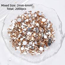 2mm-3mm-4mm-5mm-6mm Mixed Size 1440 Pieces/2000 Pieces/Pack Resin Rhinestone Color Non Heat Fixed Flat Back Adhesive Flash Foaming Rhinestone Jelly Beads For Mugs, Bottles, Rollers, Phone Cases, Handmade DIY Jewelry Accessories - Mixed Size - View 40