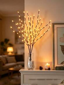 1/2pcs 20LED Brown Realistic Tree Branch Fairy String Lights, Battery Operated, Indoor Bedroom Decor, Holiday Party Tabletop Branch Lights, Outdoor Wedding Decoration, Indoor Christmas Decor - Warm Light - View 11