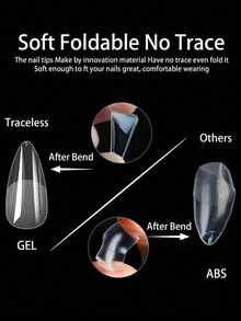 Full Coverage Wearable Nail Tips (Random Shapes: Pointed, Almond, Square Or Coffin); French Style Fake Nails; Gel Extension Nail Tips; Capsule Style Wearable Nail Supplies - Clear - View 4