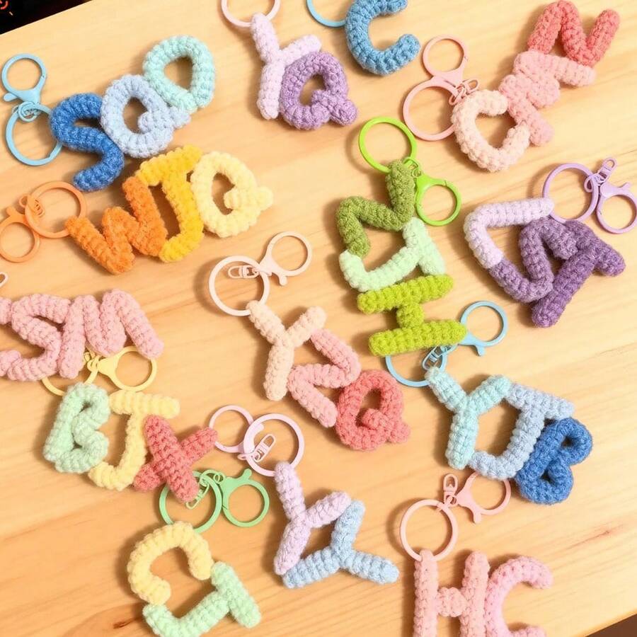 Personalized Crochet Name Keychain, Customized Name Tag Bag Charm, Back To School Backpack Gift, Handmade Yarn Ornament, Mom Memorial Gift - Multicolor - View 1