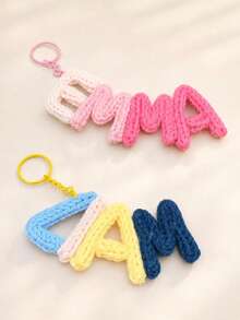 Customized Keychain, Name Tag, Crocheted Letter And Car Keychain - Personalized Gift, Suitable For Bag Charm, Birthday Or Halloween - Multicolor - View 5