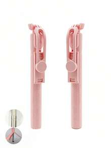 1pc 67in/170cm Portable Selfie Stick With Wireless Remote & Fill Light, Extendable Tripod Stand Compatible With IPhone 15/14 Pro Max/13/12/11 Android Smartphones, Black/Pink/White Available, For Photography, Videography And Live Streaming - Multicolor - View 11