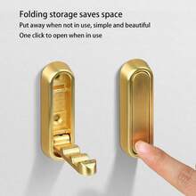 1pc Luxury‑Grade Hidden Folding Wall Hook, One‑Click Release Invisible Foldable Robe Hanger, Sleek Space‑Optimized Wall‑Mount Organizer, Multi‑Purpose Hanger For Coat Towel Bag, Home & Bathroom Storage - Multicolor - View 2