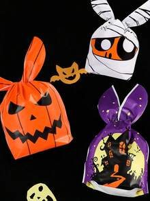10pcs/20pcs/30pcs/50pcs Tas Serut Telinga Kelinci Kartun Halloween, Tas Permen Motif Mumi Rumah Hantu, Tas Hadiah Liburan Trick-Or-Treat, Tas Kemasan Hadiah Pesta, Tas Penyimpanan Hadiah Kecil Bertema Halloween - Tas kemasan hadiah - View 9
