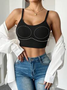 1pc Women's Seamless Wire-Free Deep U-Neck Bra, Backless Back-To-School Bra With Adjustable Criss-Cross Shoulder Straps - Black - View 6