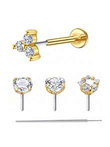 CIZME 5pcs Fashion Stainless Steel Heart-Shaped Lip Studs, Suitable For Women's Daily Decoration, 18G Lip Piercing Jewelry, Push-In Lip Studs, Cartilage Earrings, Cartilage Studs, Lip Studs, Lip Piercing Jewelry - Lip Studs - View 17