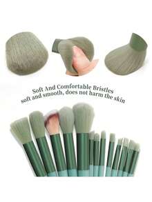 Professional Makeup Brush Set, 13 Brushes And 4 Triangle Powder Puffs With Storage Bag. Soft Nylon Bristles, Suitable For All Skin Types, Portable Oval Foundation Brush, Eyeshadow Brush - Multicolor - View 5