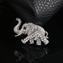 1pc Vintage Alloy Rhinestone Inlaid Luxury Gorgeous Elephant Brooch, Suitable For Women To Wear On Dresses, Coats, Scarves, Bags For Daily And Party Occasions - Elephant - View 7