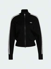 Adidas Originals Women's Zipper Striped Colorblock Long Sleeve Sports Jacket - Black - View 2