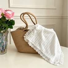 1pc/2pcs/6pcs Korean Wave Texture Striped Placemats, Princess Style Dining Cloth With Ruffle Edges, Cute Food Plate Insulation Mats - Multicolor - View 3