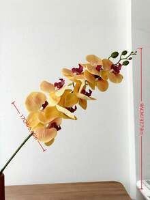 1 Artificial Orchid Stem, Realistic Touch, Latex Material, Phalaenopsis Stem, Imitation Orchid - Yellow - View 2