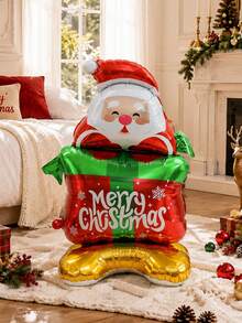 1PC Standing Santa Claus Gift Box Balloon, Suitable For Christmas, Next To Christmas Tree, Fireplace, Outdoor Yard/Porch Welcome, Holiday Atmosphere Decoration, Photo Backdrop - Multicolor - View 4