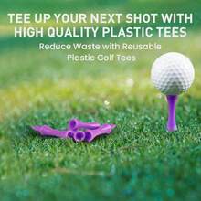 FINGER TEN Plastic Golf Castle Tees Value 30/60 Pack, 2 1/4 Inch Orange/Purple With Step Down Design For Consistent Height - Purple - View 8